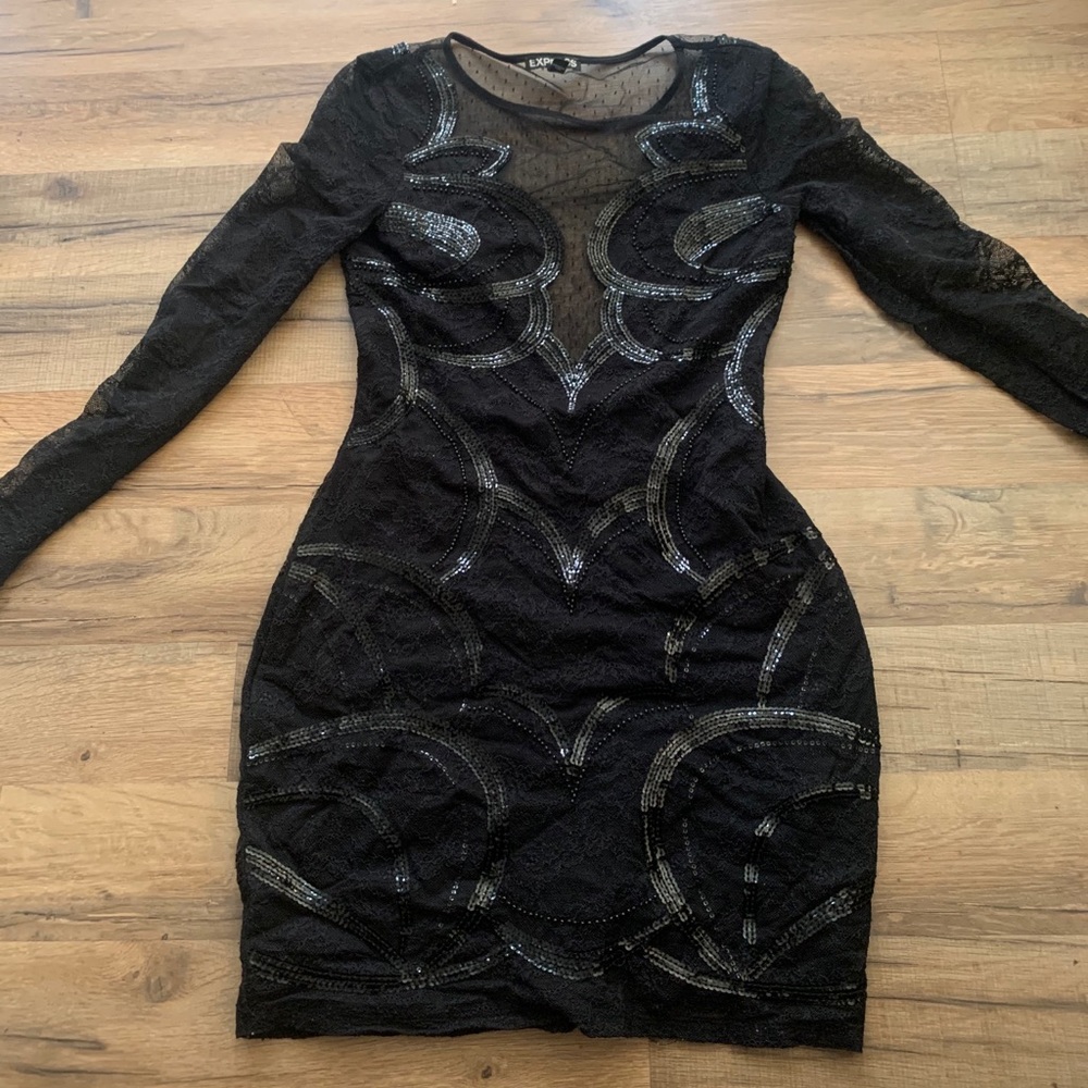 G by GUESS Black Lacey sequin express dress